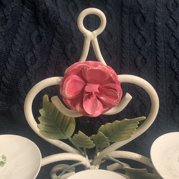 Vintage 5 Candle Shabby Chic Toleware Rose Floral Candle Wall Sconce - Picture 6 of 7